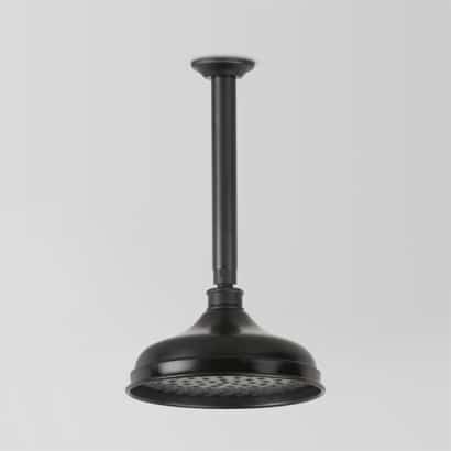 Astra Walker Olde English Matt Black Ceiling Arm and Shower Rose