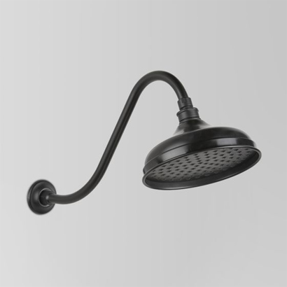 Astra Walker Olde English Matt Black Wall Mounted 200mm Shower Rose