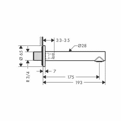 Axor Uno2 Wall Bath Spout Straight - Image 3