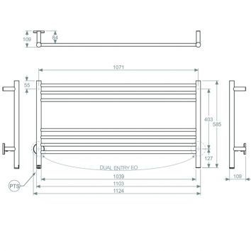 Bathroom Butler Natural 7 Bar Heated Towel Ladder 1100mm - Image 2
