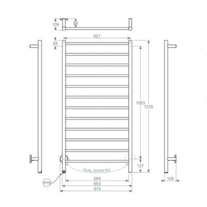 Bathroom Butler Natural 12 Bar Heated Towel Ladder - Image 2