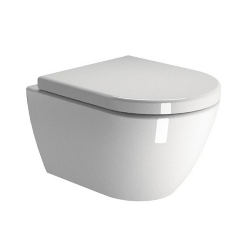 Astra Walker Pura Swirlflush Compact Wall Mount Toilet Soft Close Seat - Ceramic, Gloss White