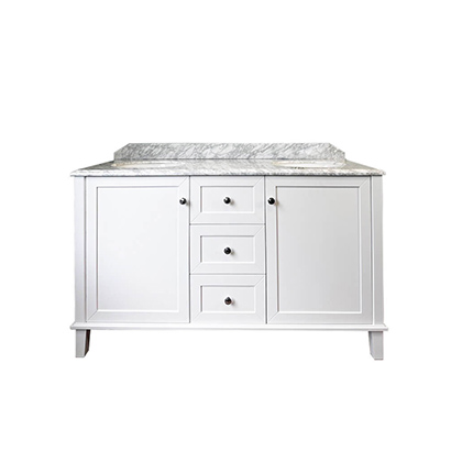 Turner Hastings Coventry 150 x 56 Double Bowl Satin White Vanity with Real Marble Top & Ceramic Undercounter Basins
