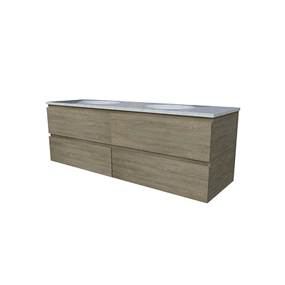 Timberline Nevada Plus 1500mm Double Bowl Wall Mounted Vanity