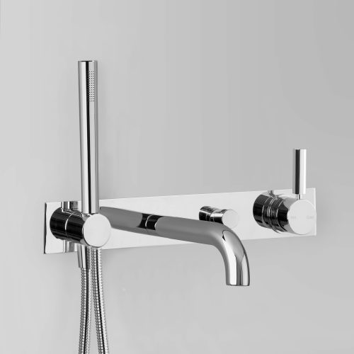 Astra Walker Icon + Lever Mixer with Spout, Hand Shower, Diverter & Mixer on Backplate