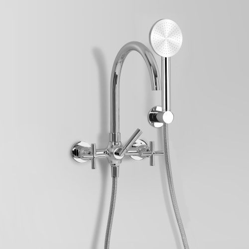 Icon + Bath mixer with Single-function hand shower wall mount
