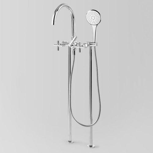 Icon + Bath mixer with multi-function hand shower Floor mount