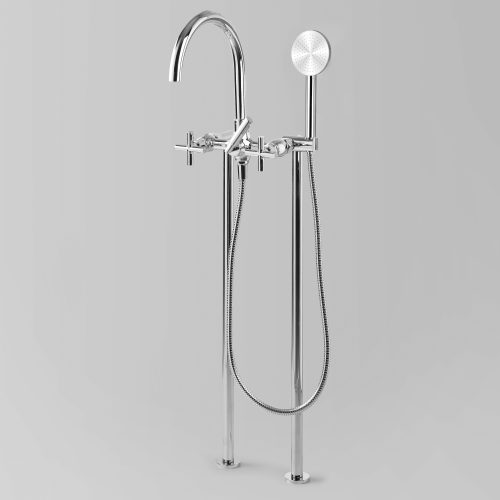 Icon + Bath mixer with Single-function hand shower Floor mount