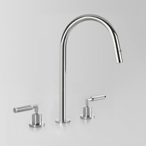 Astra Walker Icon + Lever Knurled Kitchen Tapset with Pull Out Dual Spray