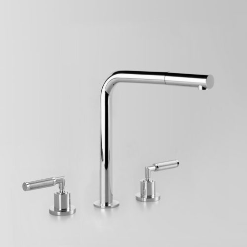 Astra Walker Icon + Knurled Lever Kitchen Tapset with Pull Out Spray
