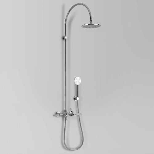 Astra Walker Icon + Lever Knurled Exposed Shower Set with 200mm Rose & Single-Function Hand Shower