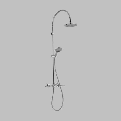 Astra Walker Icon + Lever Knurled Exposed Shower Set with 200mm Rose & Multi-Function Hand Shower