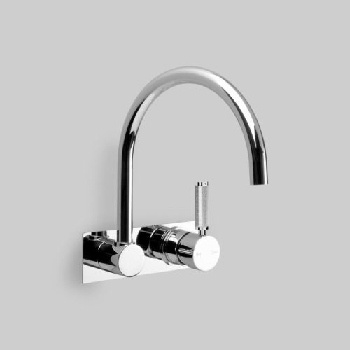Astra Walker Icon + Lever Knurled Wall Set with 230mm swivel spout on Backplate