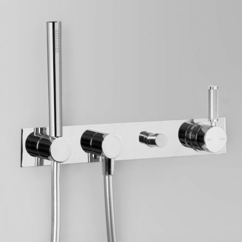 Astra Walker Icon + Lever Knurled Wall Set with Hand Shower & Mixer