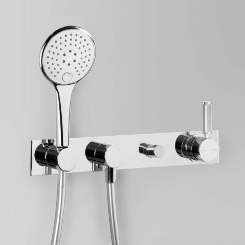 Astra Walker Icon + Lever Knurled Wall Set with Multi-Function Hand Shower & Mixer
