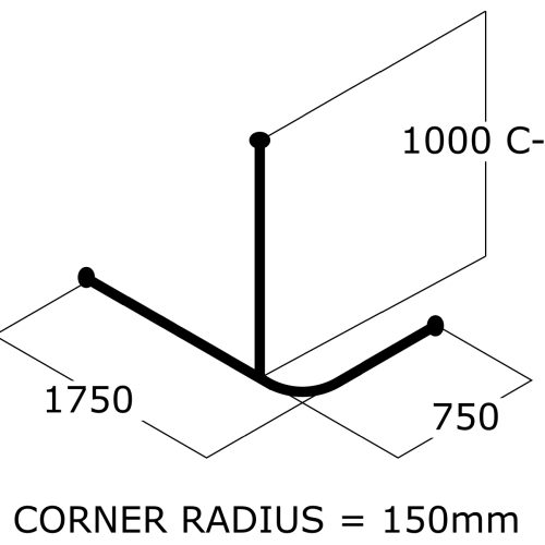 CB Ideal L Shape Shower Curtain Rail with Single Ceiling Support