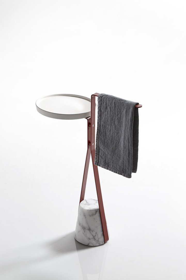 Antonio Lupi HALO4B Towel holder with satin Carrara marble base - Image 3