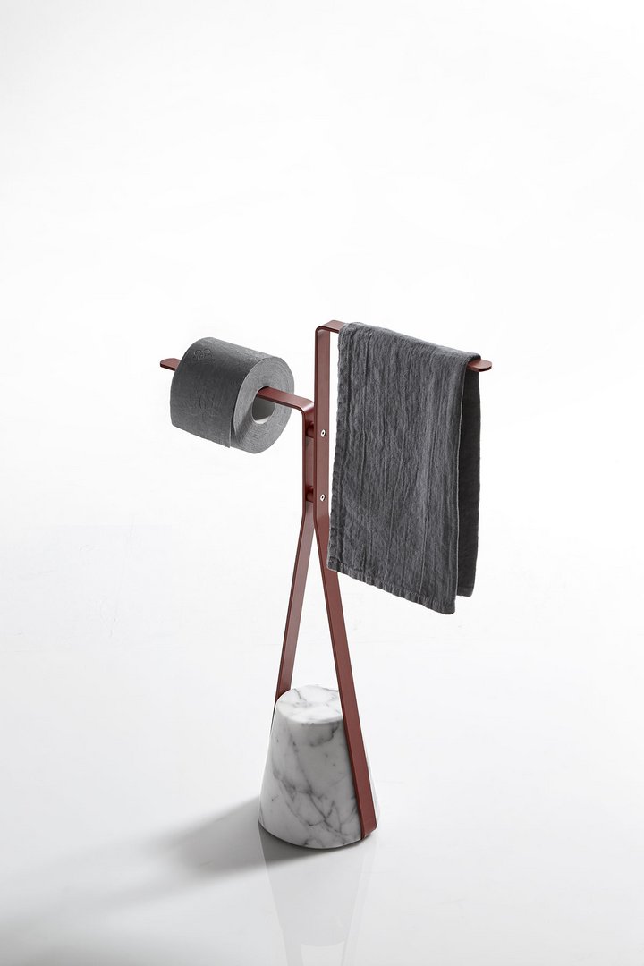 Antonio Lupi HALO3A Towel Holder with Satin Carrara Marble Base - Image 2