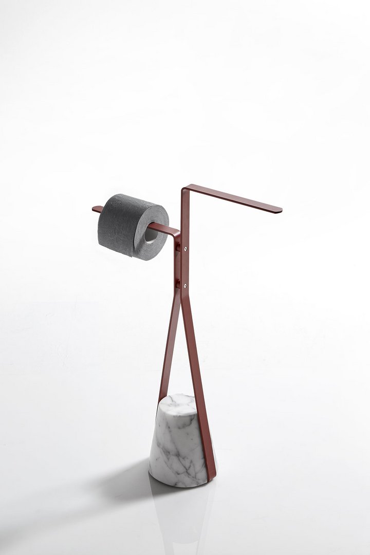 Antonio Lupi HALO3A Towel Holder with Satin Carrara Marble Base - Image 3