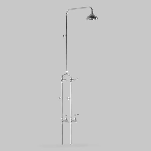 Astra Walker Olde English Bath/overhead Shower Set w/ 150mm shower head, floor entry with feedpipes