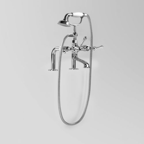 Astra Walker Olde English Bath Mixer & Hand Shower with Hob Mounted Standpipes
