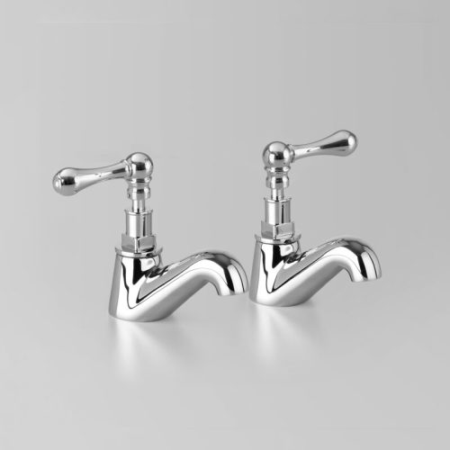 Astra Walker Olde English Pillar Taps - Pair with Metal Lever Handles