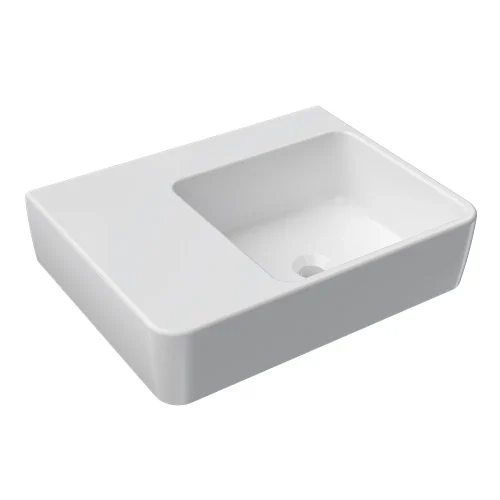Parisi Quasar 600mm Bench Basin with Left Hand Shelf (Right Bowl)