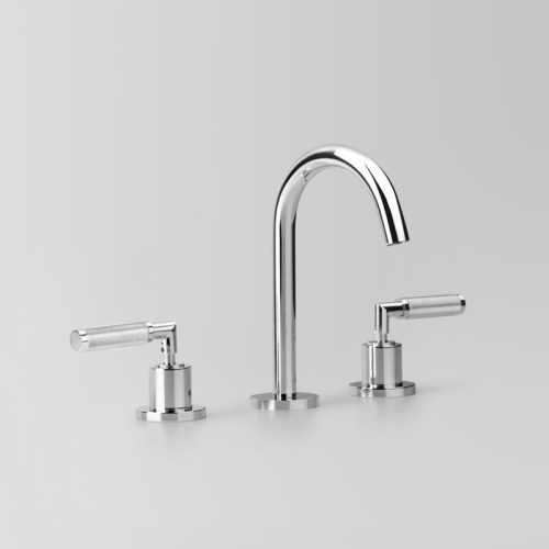 Astra Walker Icon + Lever Knurled Basin Set with 110mm swivel spout