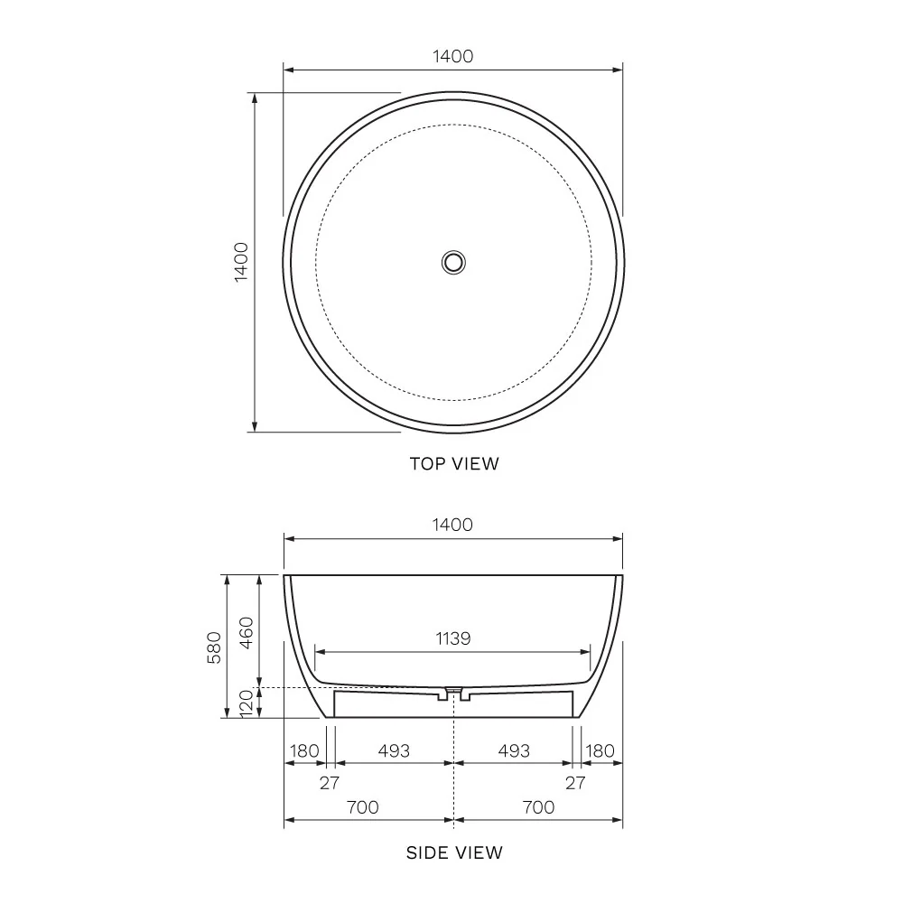 Parisi Ovino 1400 Freestanding Stonetec Bath - Image 2
