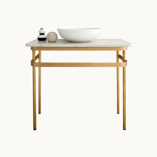 Bespoke Organic Brass Lalique Basin Console