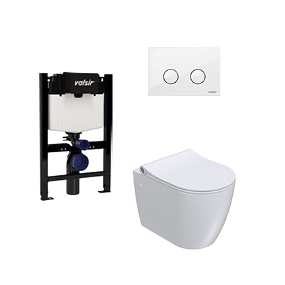 Parisi Ellisse II Wall Hung Pan Rimless (including Pressalit Seat) Package with Valsir P4 Plate