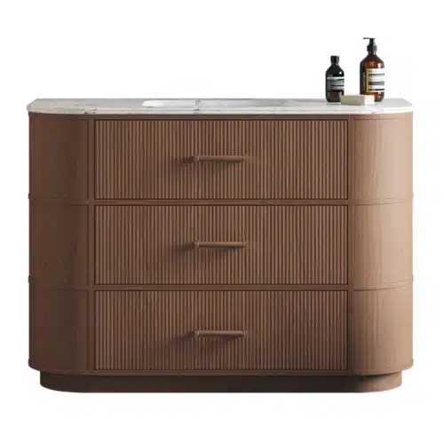 Parisi MODA 1200 Cabinet Natural Oak with Marble Double Lip Edge Countertop with Oak Handles